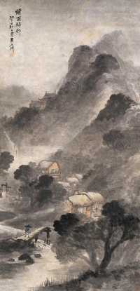 吴石僊 1893年作 烟雨归村 立轴